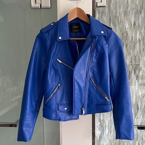 Zara cobalt blue faux leather jacket